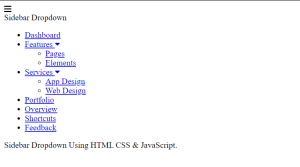 Create Sidebar Dropdown Using HTML CSS & JavaScript