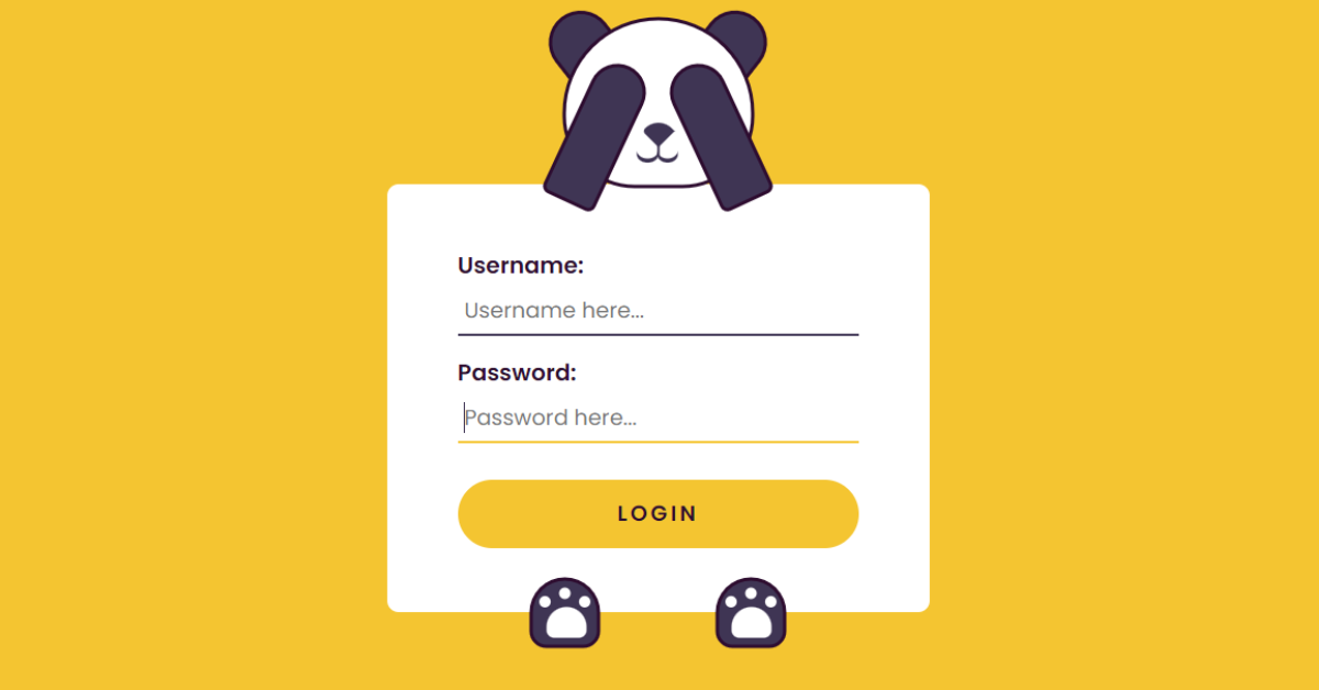 Interactive Panda Form Animation Hide Eye using HTML & CSS