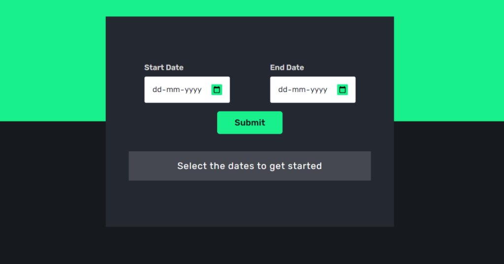 Get Days Between Two Dates Calculator using JavaScript