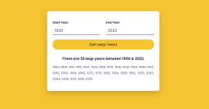 Read more about the article Find Leap Years In A Given Range using JavaScript
