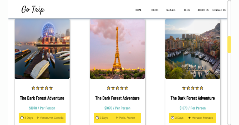 Travel website Using Html and Css