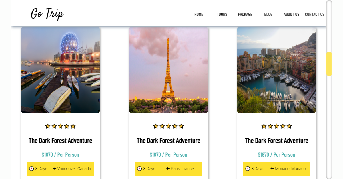 tourism website using html and css code