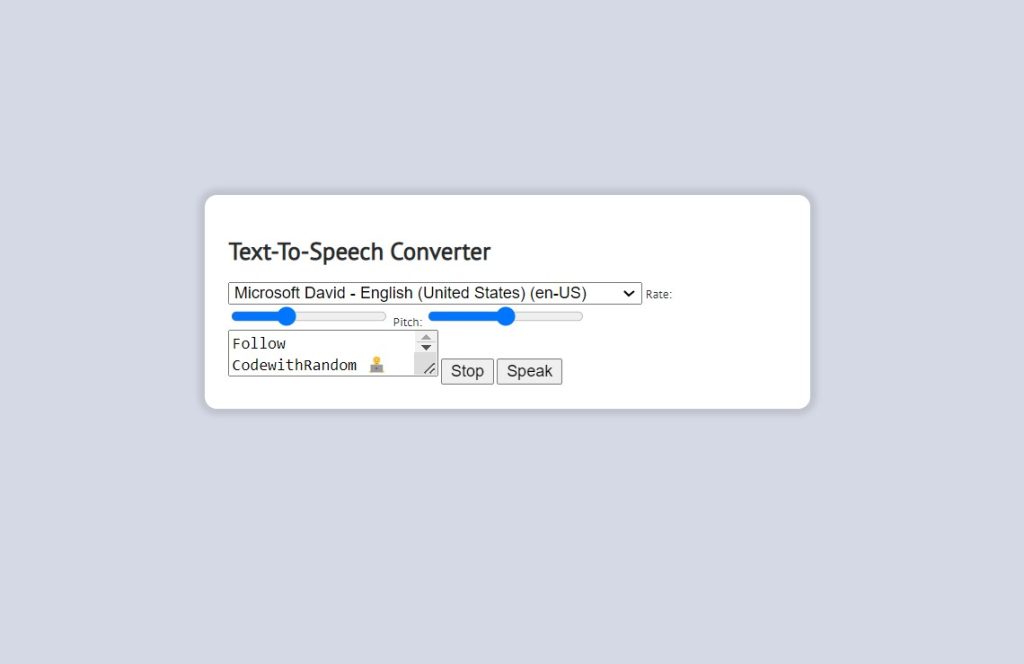 Text To Speech Converter Using HTML ,CSS & Javascript