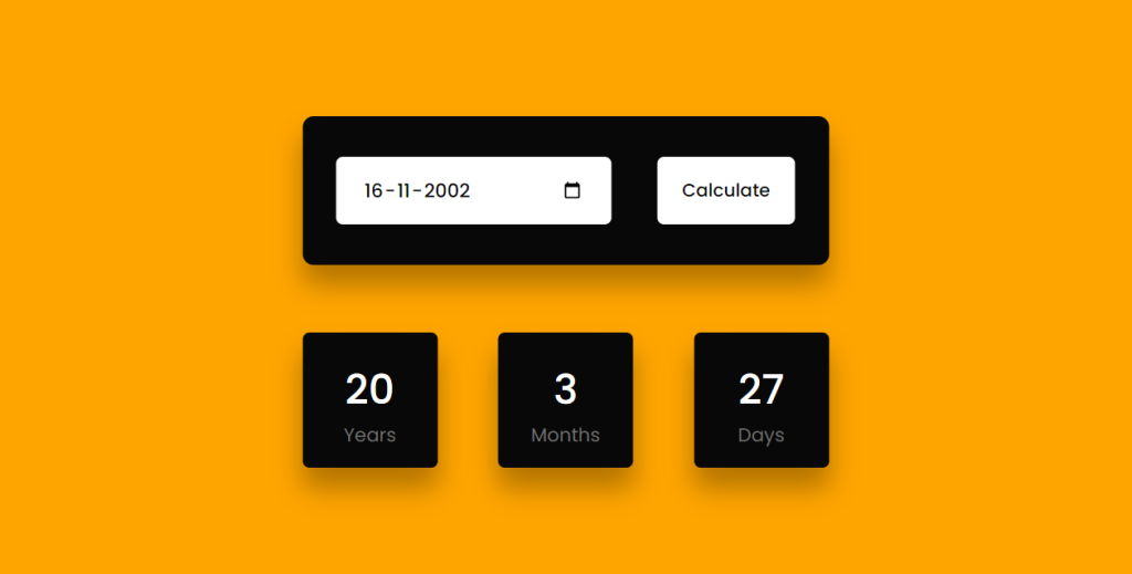 Age Calculator Using HTML,CSS and JavaScript