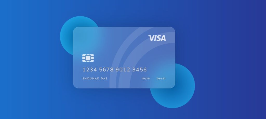 Glassmorphism Debit/Credit Card Using HTML & CSS