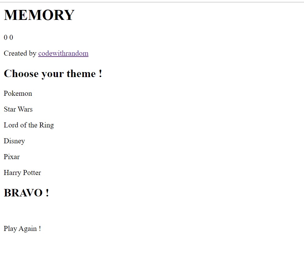 Memory Game Using HTML ,CSS & JavaScript