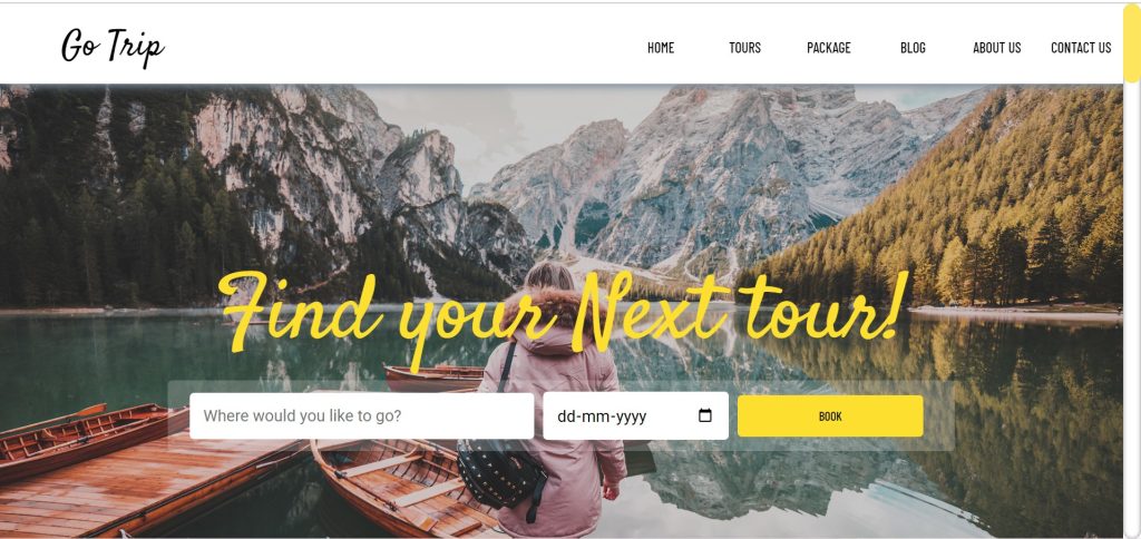tourism website project using html and css