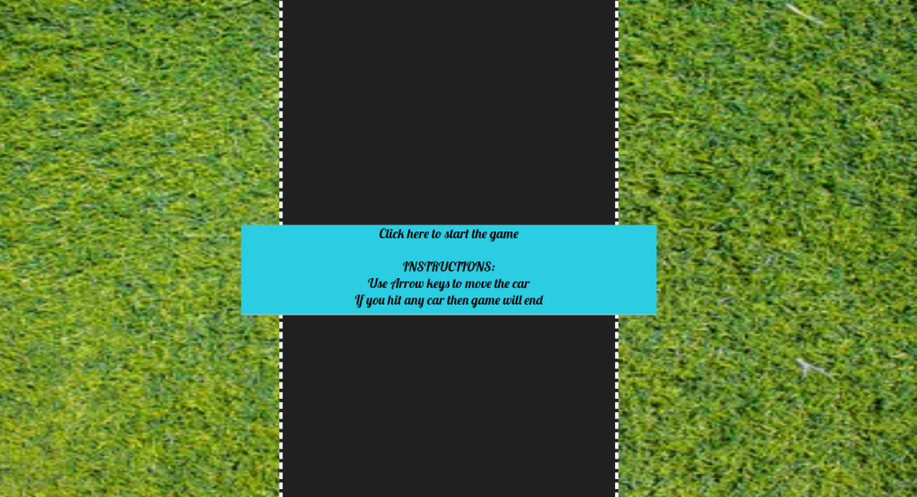 Car Racing Game Using HTML and JavaScript Code Car Game Html Code