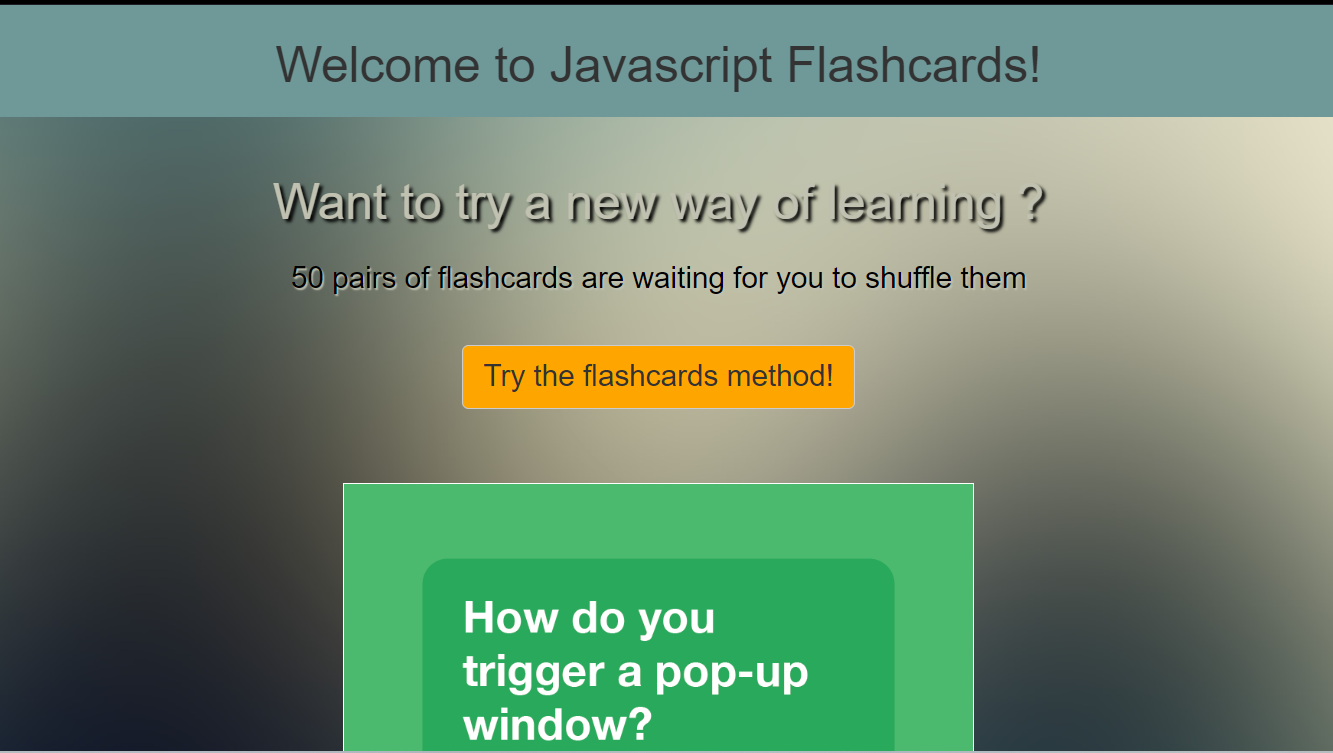 Flashcards Using HTML and JavaScript With Code