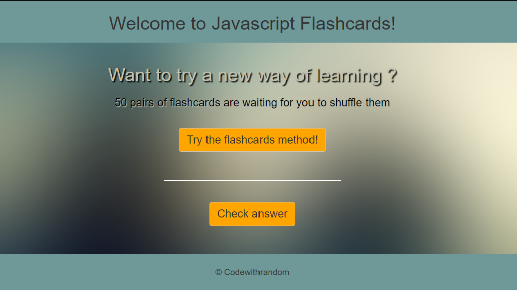 Flashcards Using HTML, CSS, and JavaScript