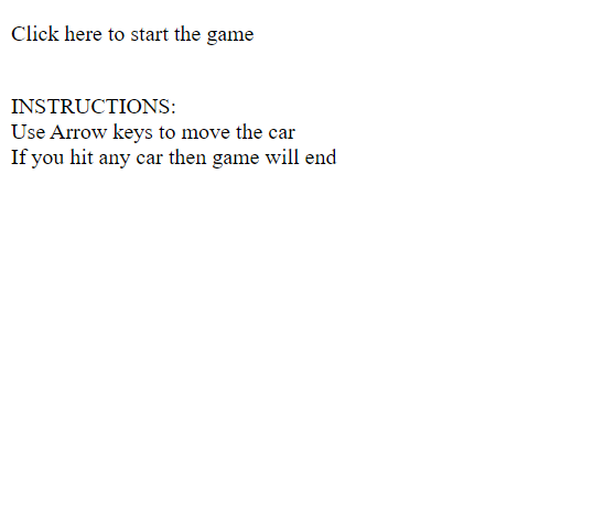 Car Game Html Code