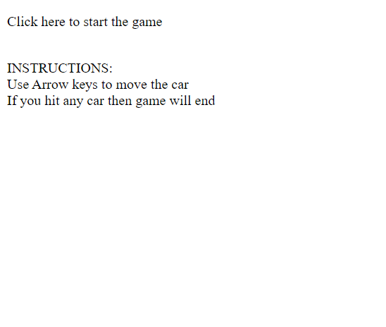 Car Racing Game Using HTML and JavaScript Code Car Game Html Code