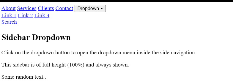 Sidebar Drop Down Menu HTML