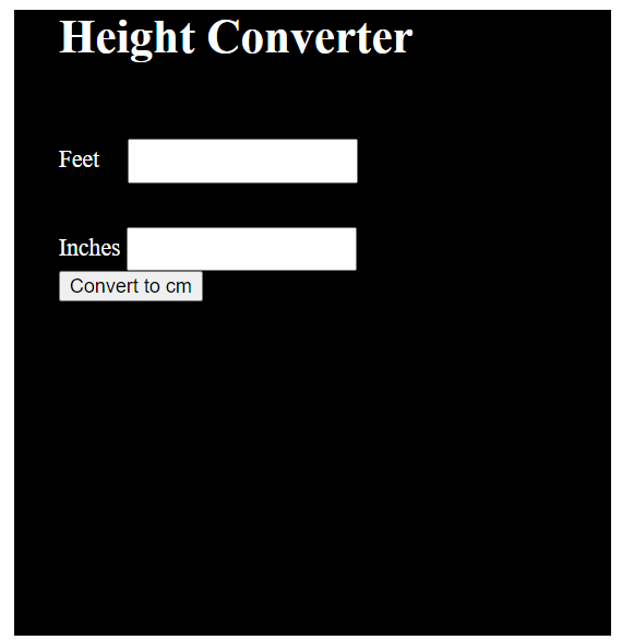 Height Converter Using HTML & JavaScript (Source Code)