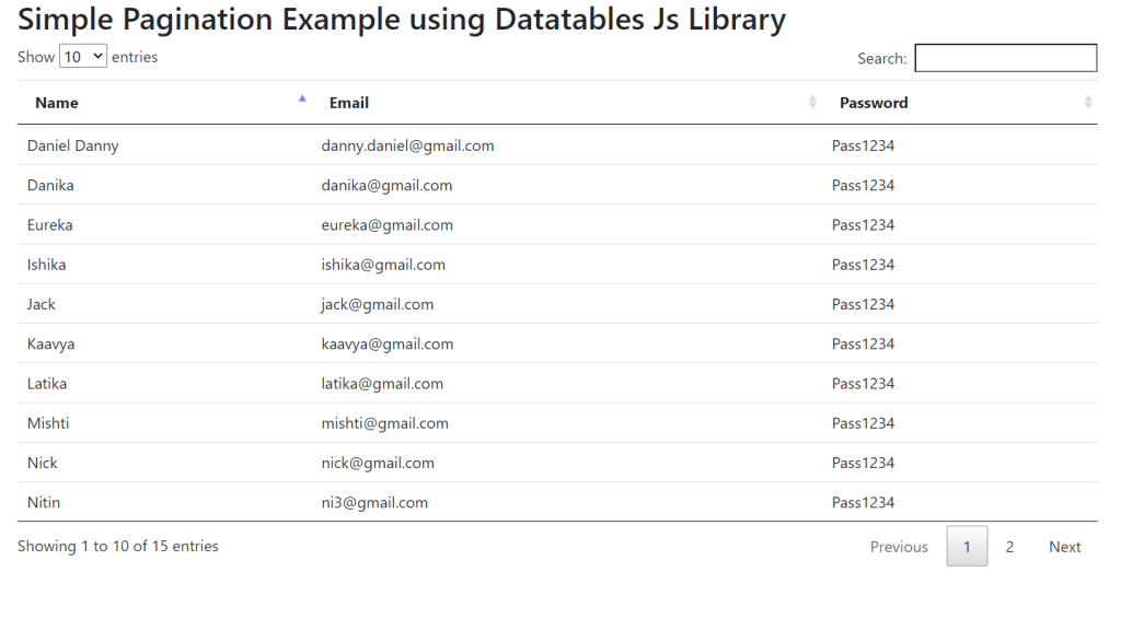 How to create Table Pagination Using HTML