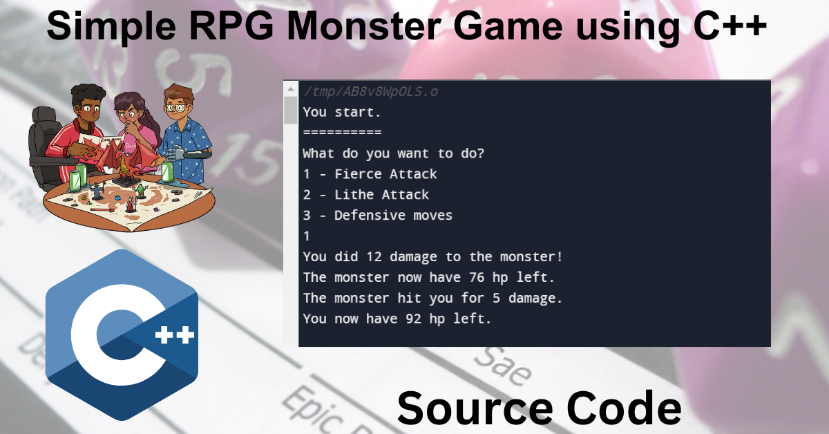 Read more about the article Simple RPG Monster Game using C++ (With Source Code)