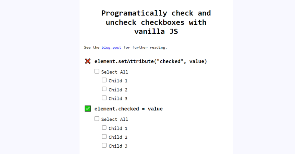 How to Check/Uncheck Checkbox with JavaScript