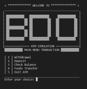Atm Simulator using C++