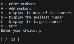 Number List and Operations Project in C++