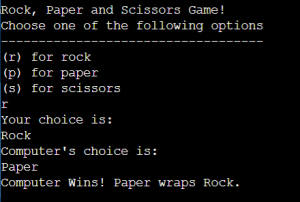 Rock Paper and Scissor Game Using C++