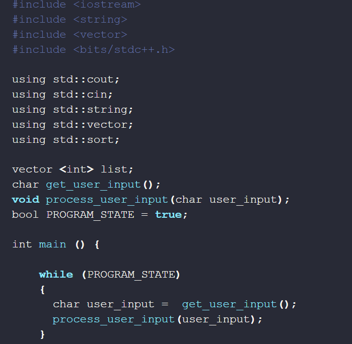Number List and Operations Project in C++