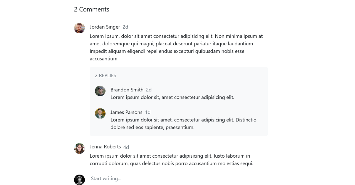 comment template bootstrap