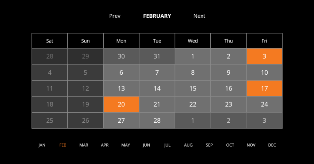 15+ CSS Calendars