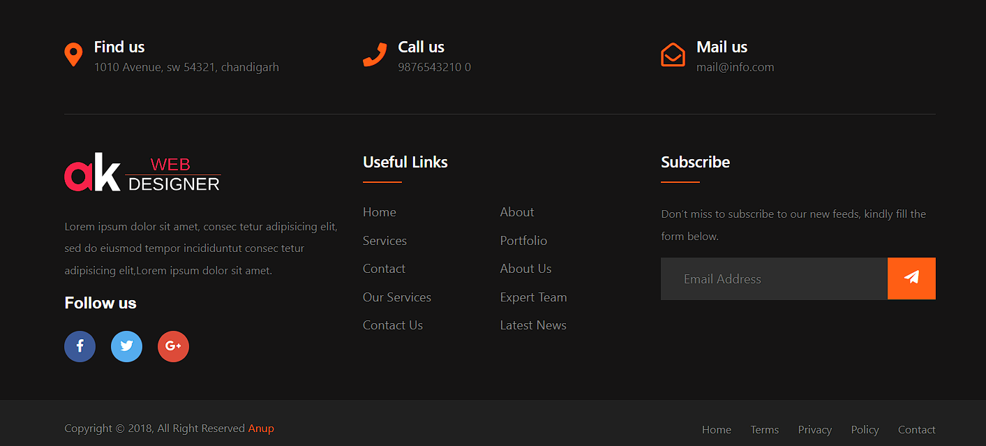 20+ CSS Footer Designs - CodeWithRandom
