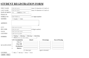 Simple Student Registration Form Using HTML & CSS with code