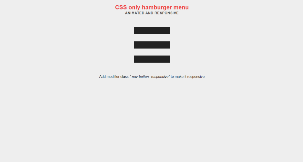 CSS-only hamburger menu - animated and responsive