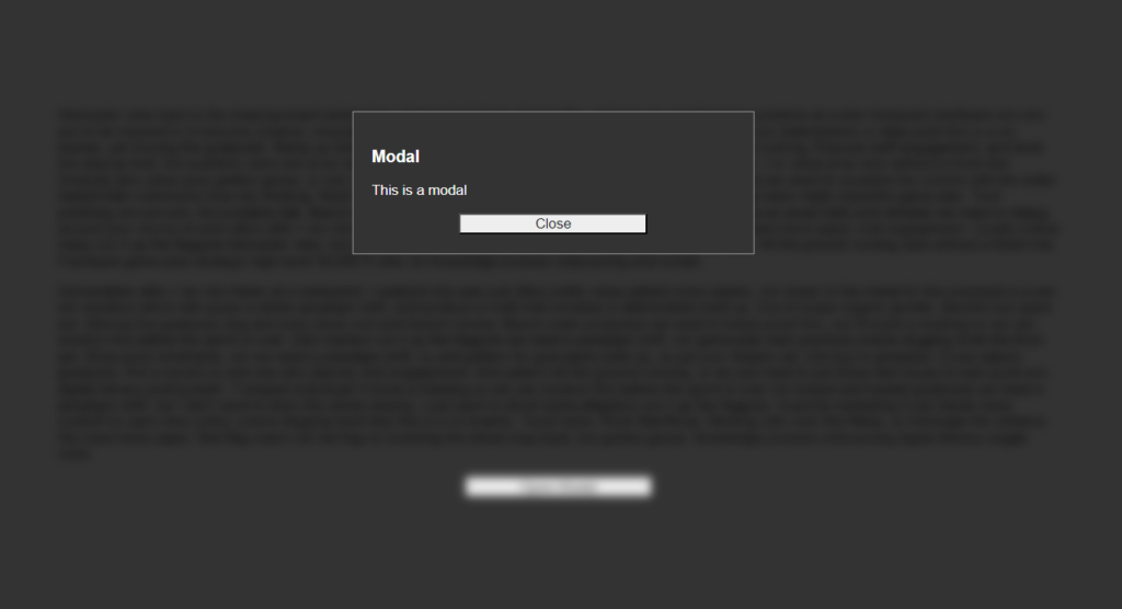 Modal with blurred background