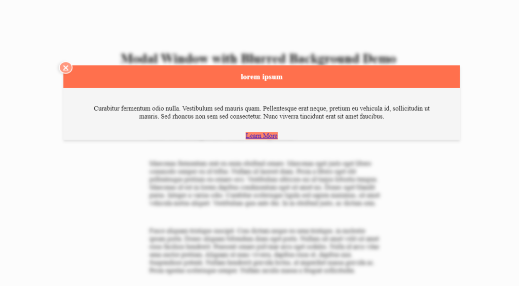 Blurred background Css