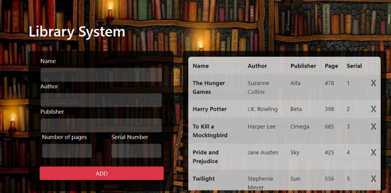 Library Management System Using Bootstrap and JavaScript