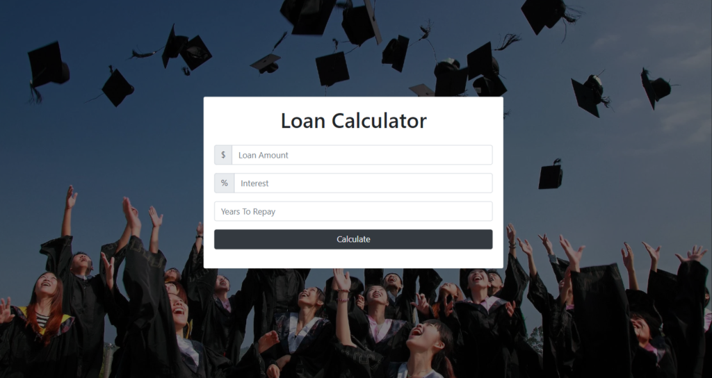 Loan calculator using HTML, CSS, and JavaScript