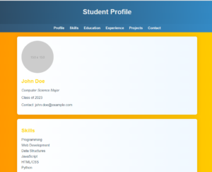 Student Profile Page Using HTML and CSS