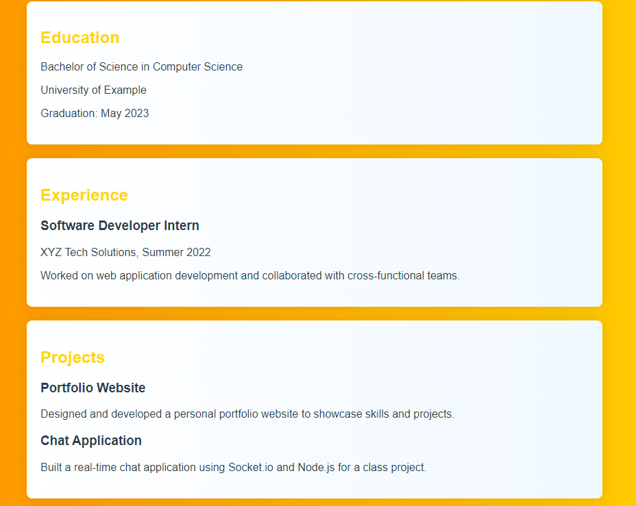 Create Student Profile Page Using HTML and CSS