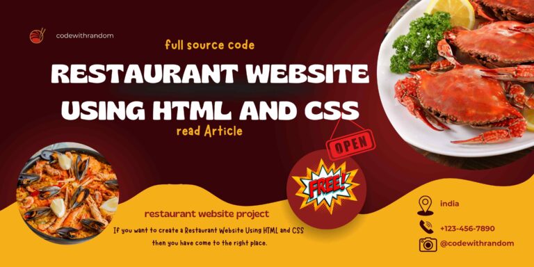 Restaurant Website Using HTML & CSS (With Source Code)