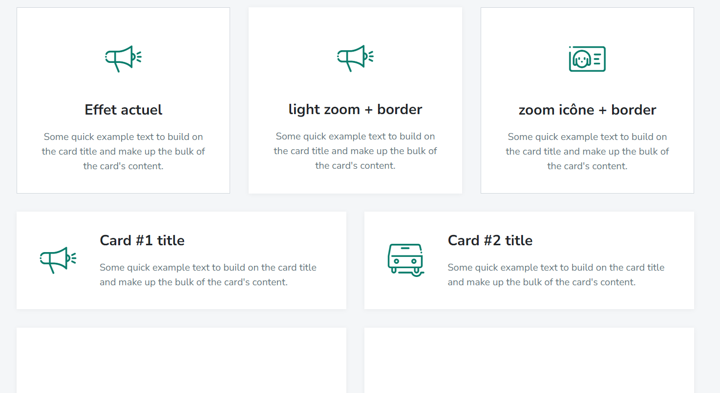 Cards hover effects